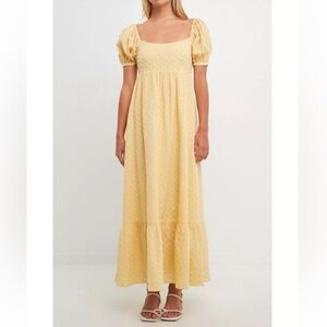 Free the Roses Cotton Blend Yellow Maxi Dress Size Medium